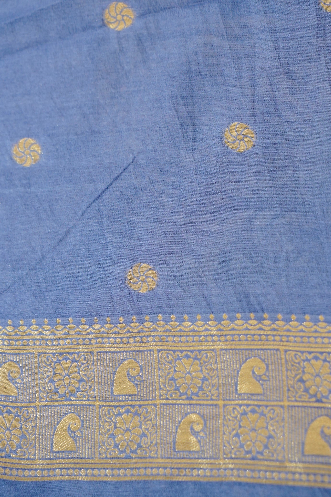 Navy Blue Banarasi Silk Saree with Animal Motif Weaves