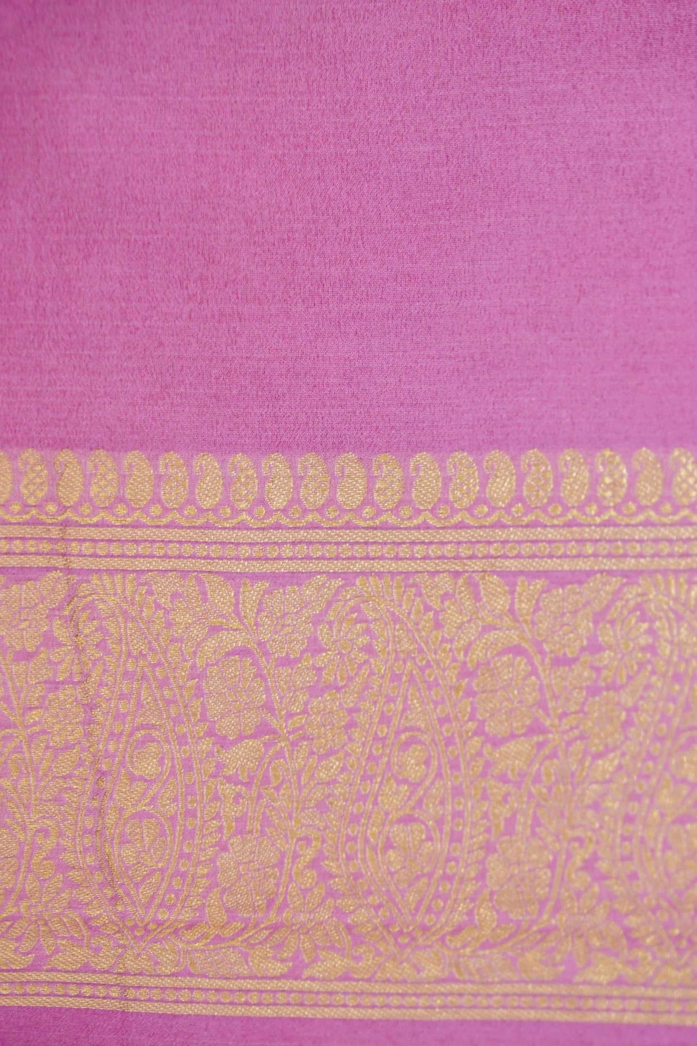 Red Banarasi Silk Saree with Gold Zari Buti Weave & Baby Pink Border
