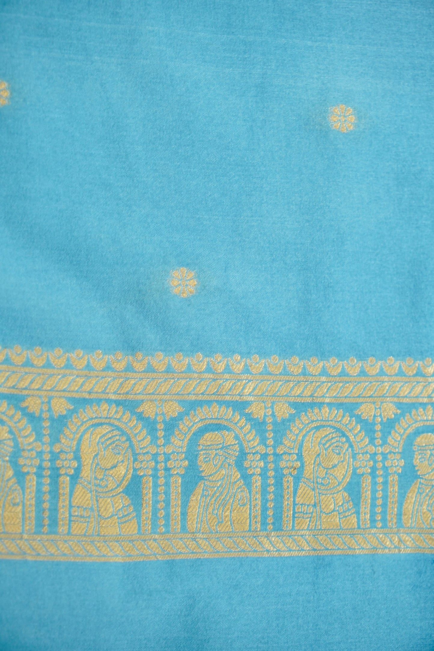 Peacock Blue Banarasi Silk Saree with Allover Buti Work