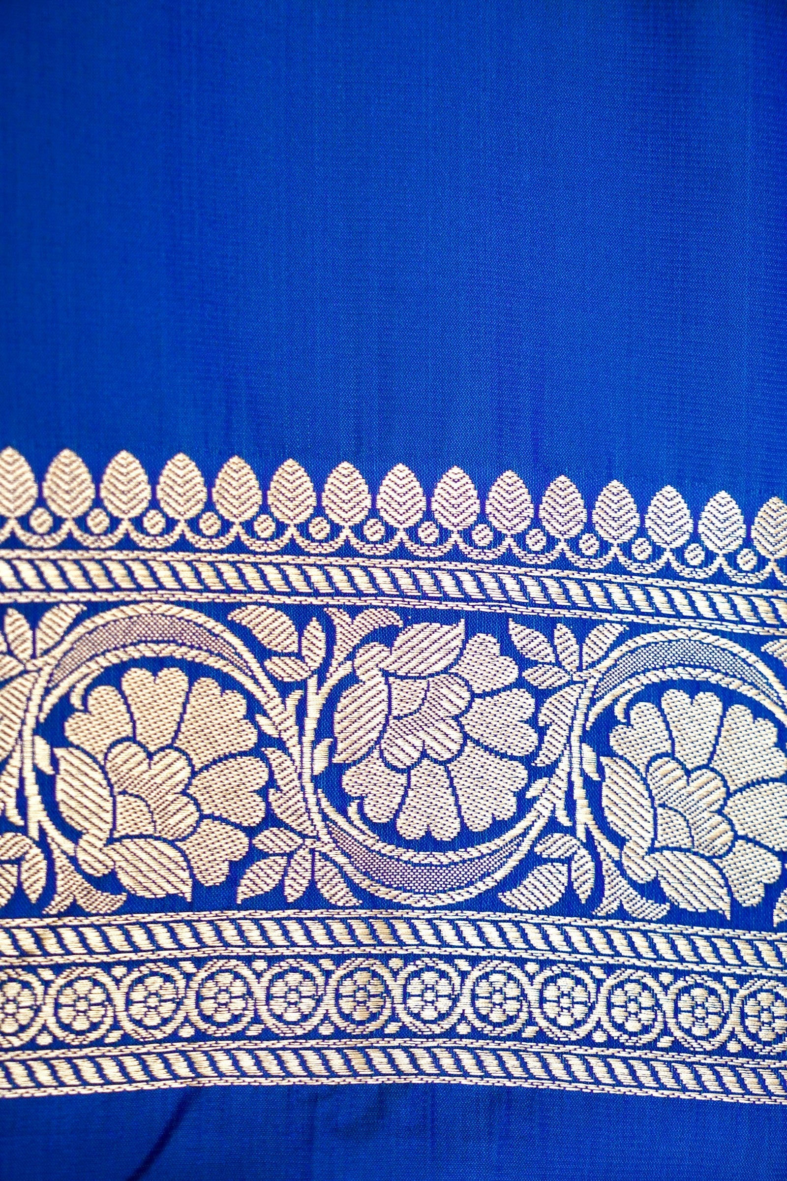 ROYAL COBALT BLUE BANARASI MASHRU KATAN SILK SAREE