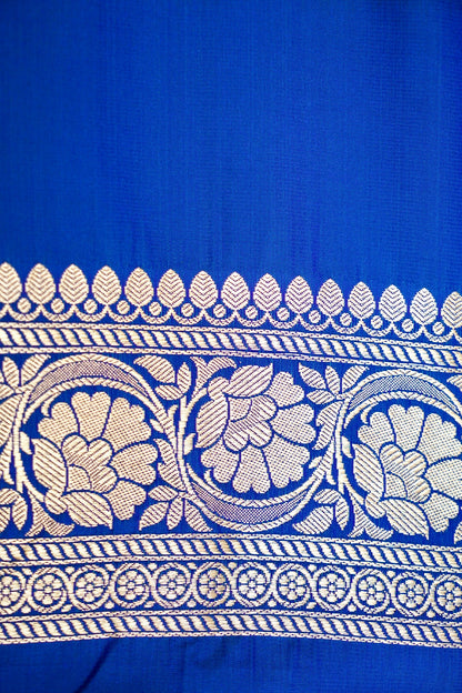 ROYAL COBALT BLUE BANARASI MASHRU KATAN SILK SAREE