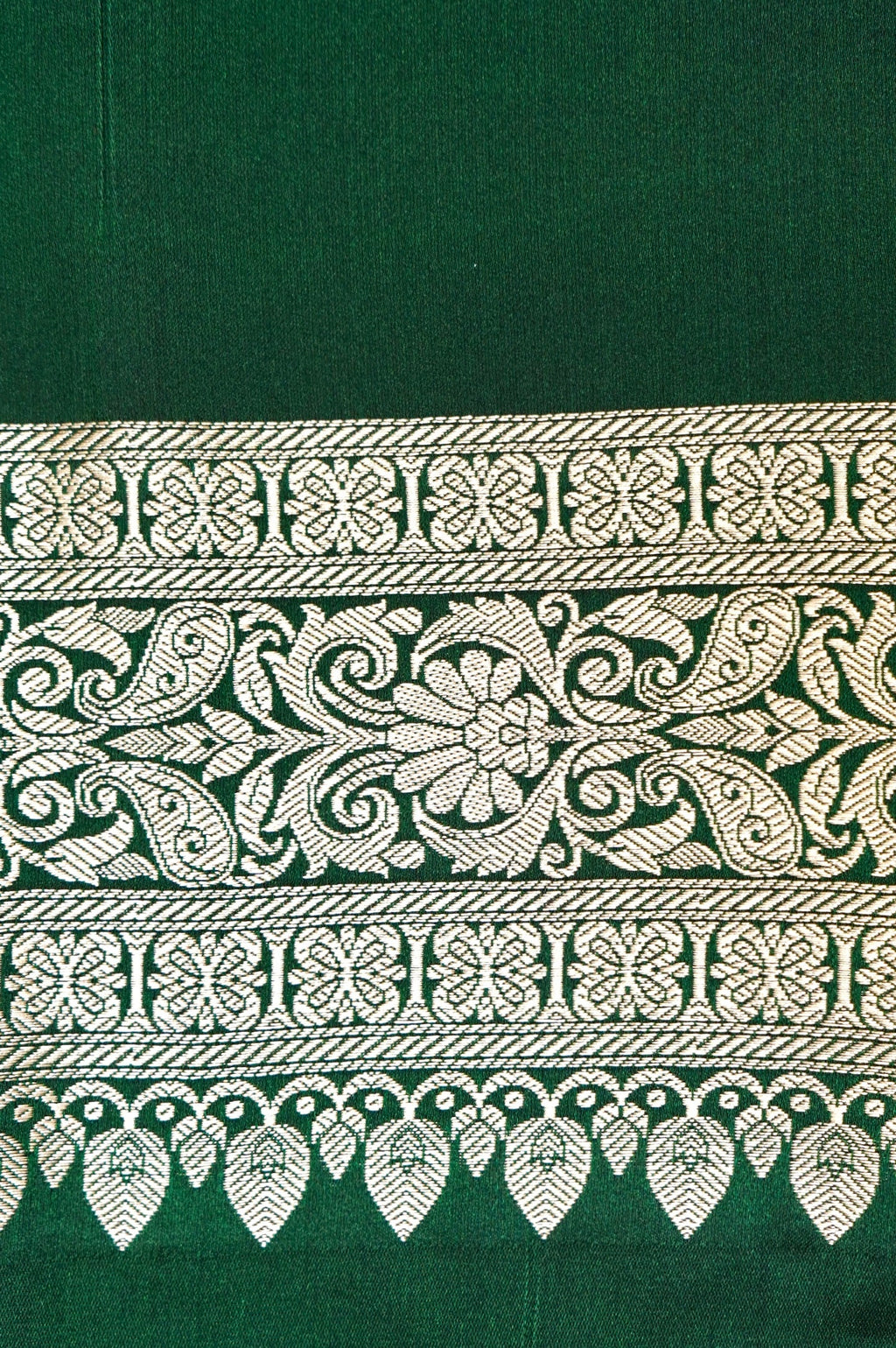 BOTTLE GREEN BANARASI MASHRU KATAN SILK SAREE