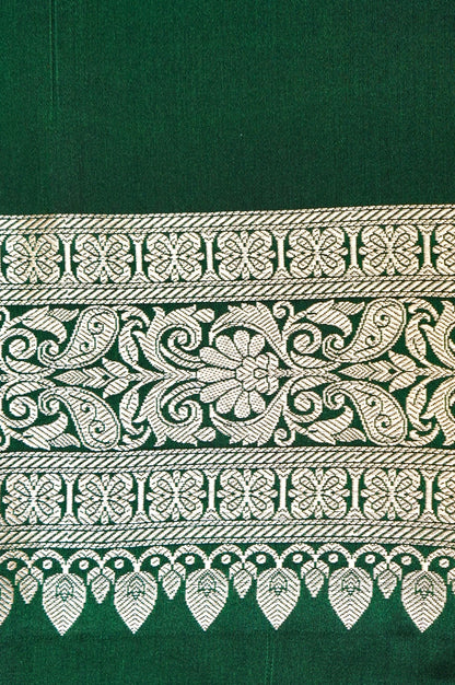 BOTTLE GREEN BANARASI MASHRU KATAN SILK SAREE