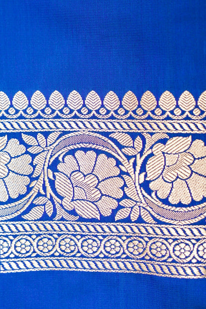 ROYAL INDIGO BLUE BANARASI MASHRU KATAN SILK SAREE