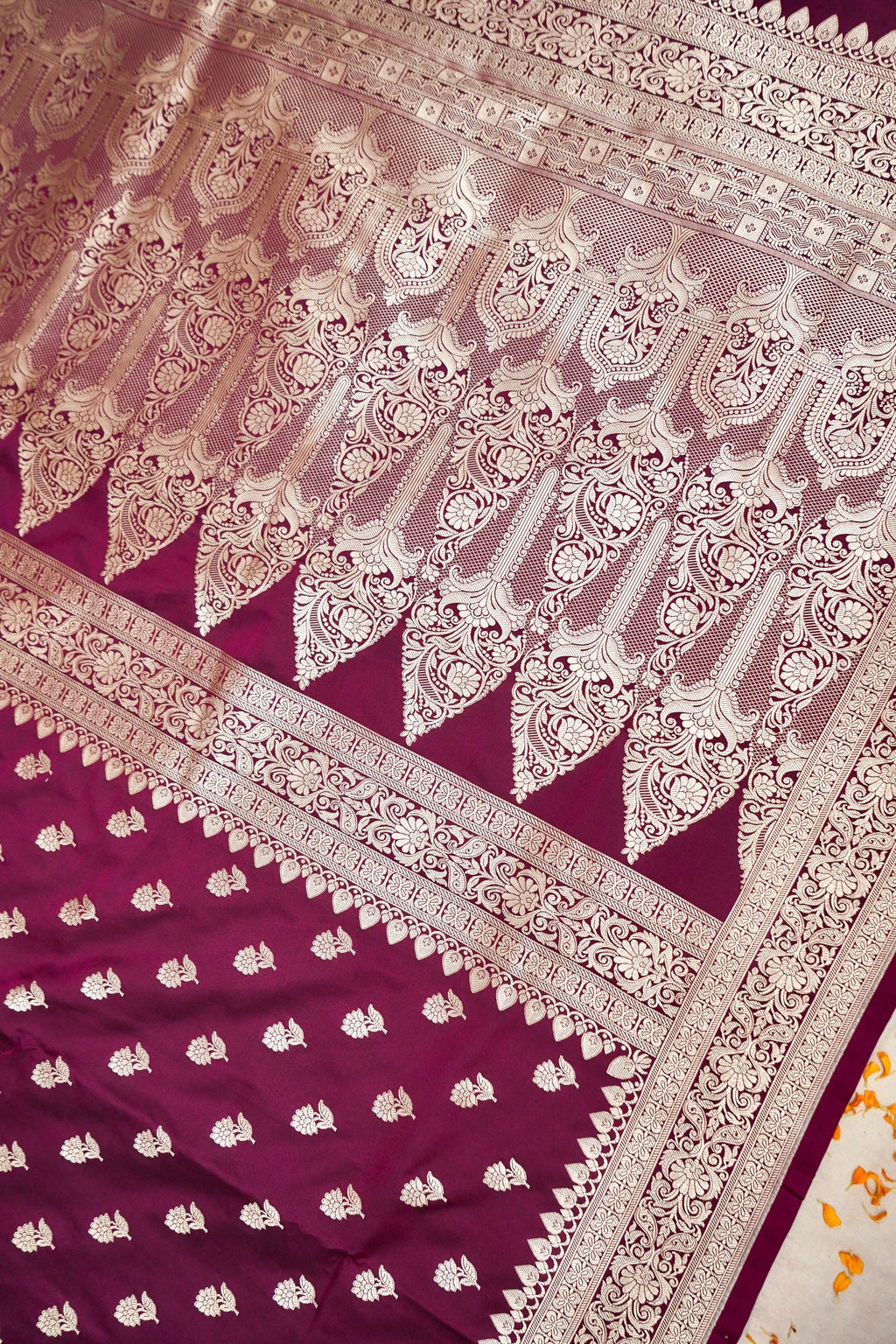 WINE BERRY BANARASI MASHRU KATAN SILK SAREE