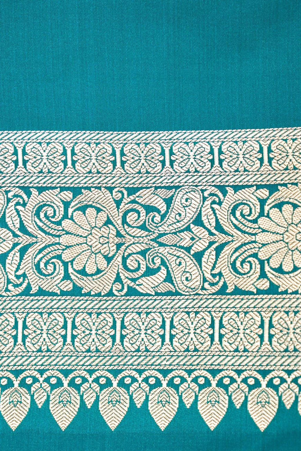 OCEAN TEAL BANARASI MASHRU KATAN SILK SAREE