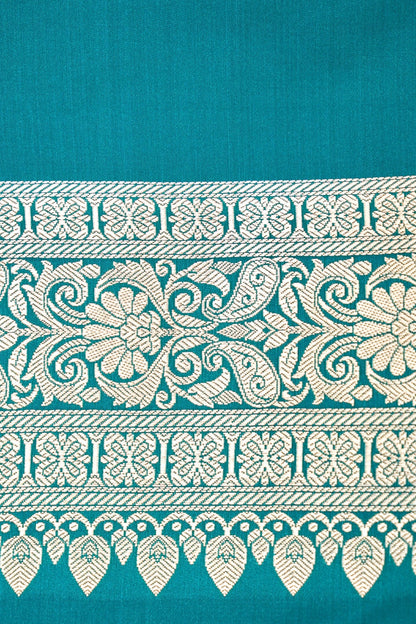 OCEAN TEAL BANARASI MASHRU KATAN SILK SAREE