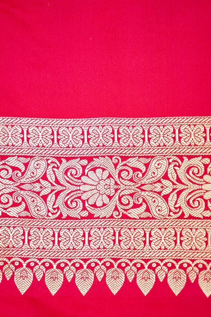 RASPBERRY RED BANARASI MASHRU KATAN SILK SAREE