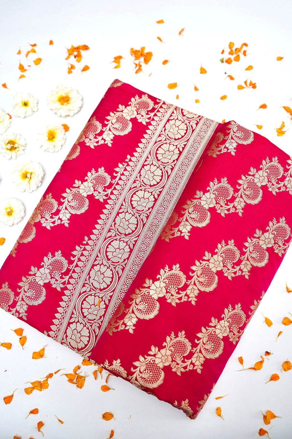 ROSE RED BANARASI MASHRU KATAN SILK SAREE