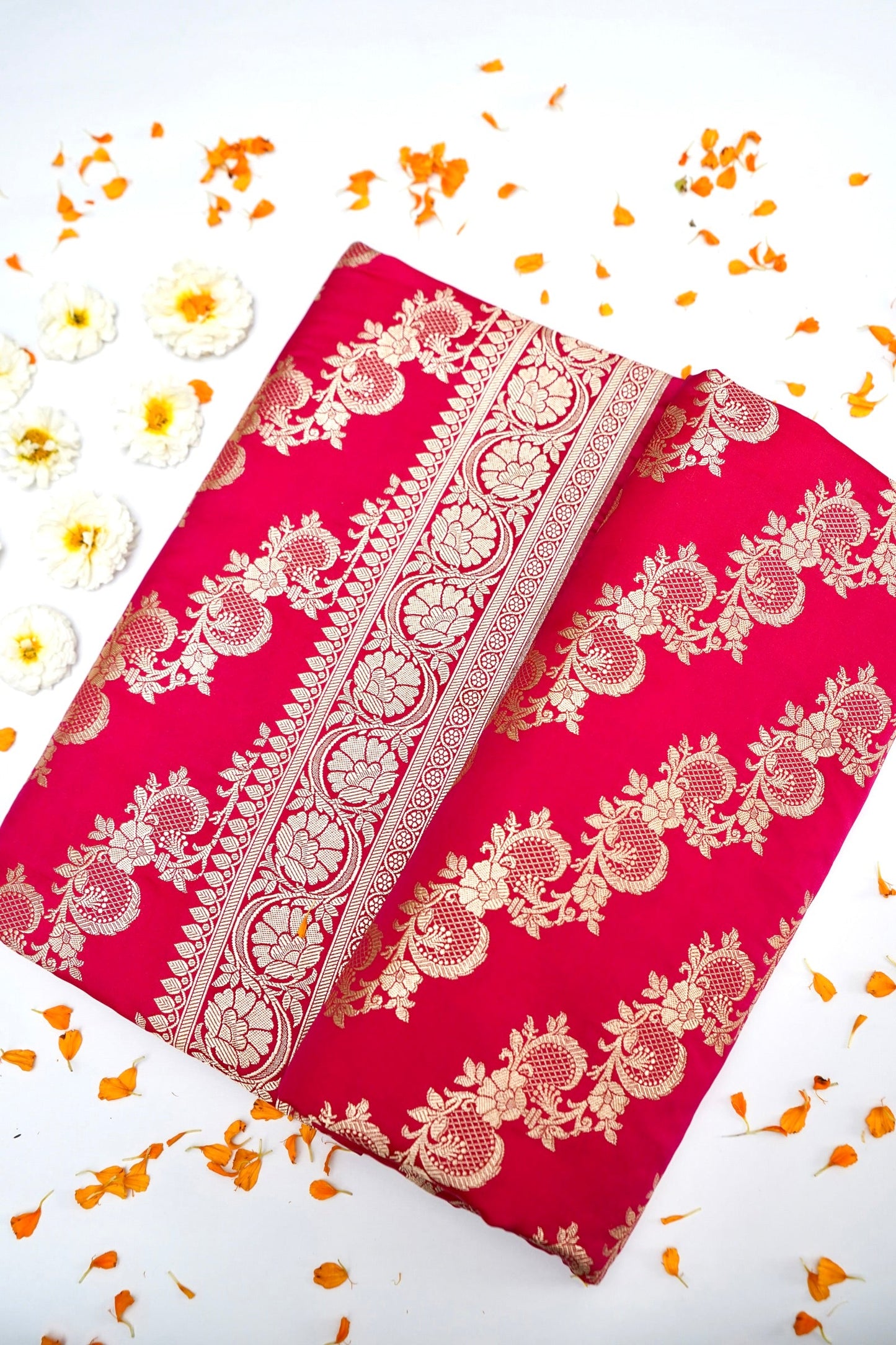 ROSE RED BANARASI MASHRU KATAN SILK SAREE