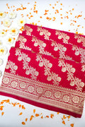 RANI RED BANARASI MASHRU KATAN SILK SAREE