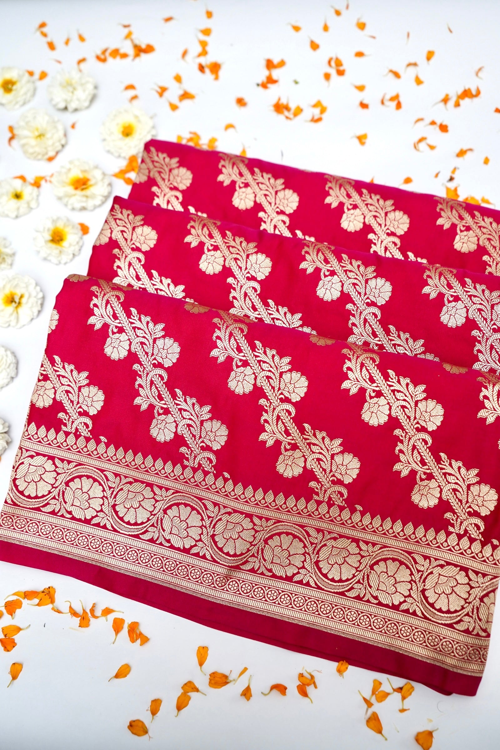 RANI RED BANARASI MASHRU KATAN SILK SAREE