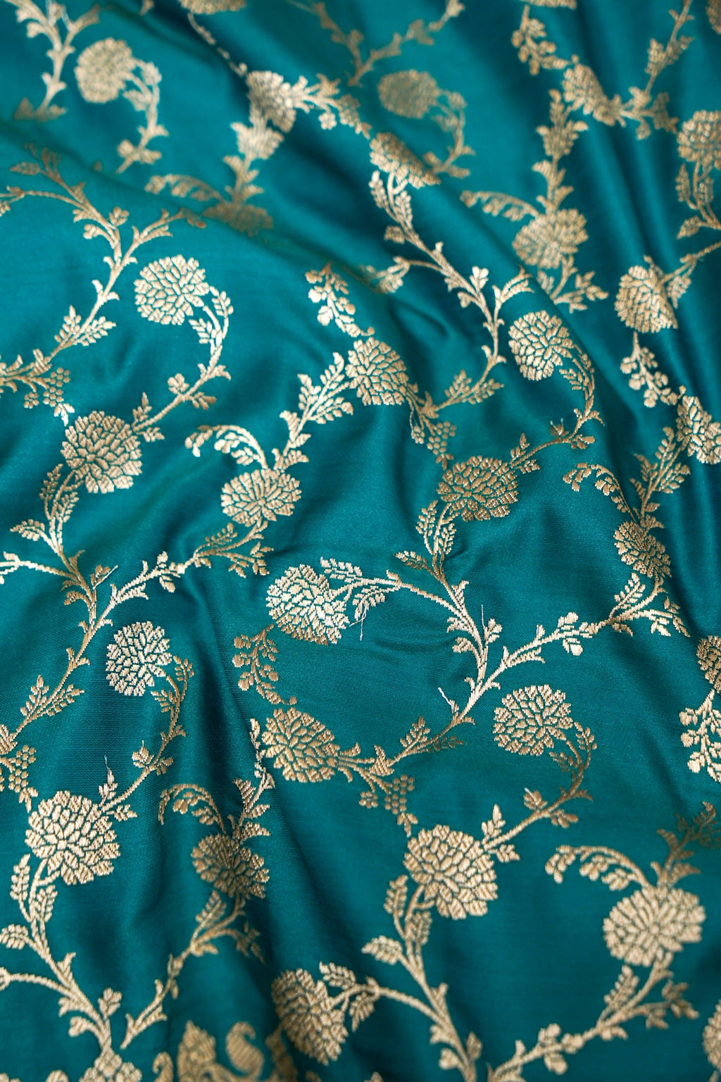 ROYAL TURQUOISE TEAL BANARASI MASHRU KATAN SILK SAREE