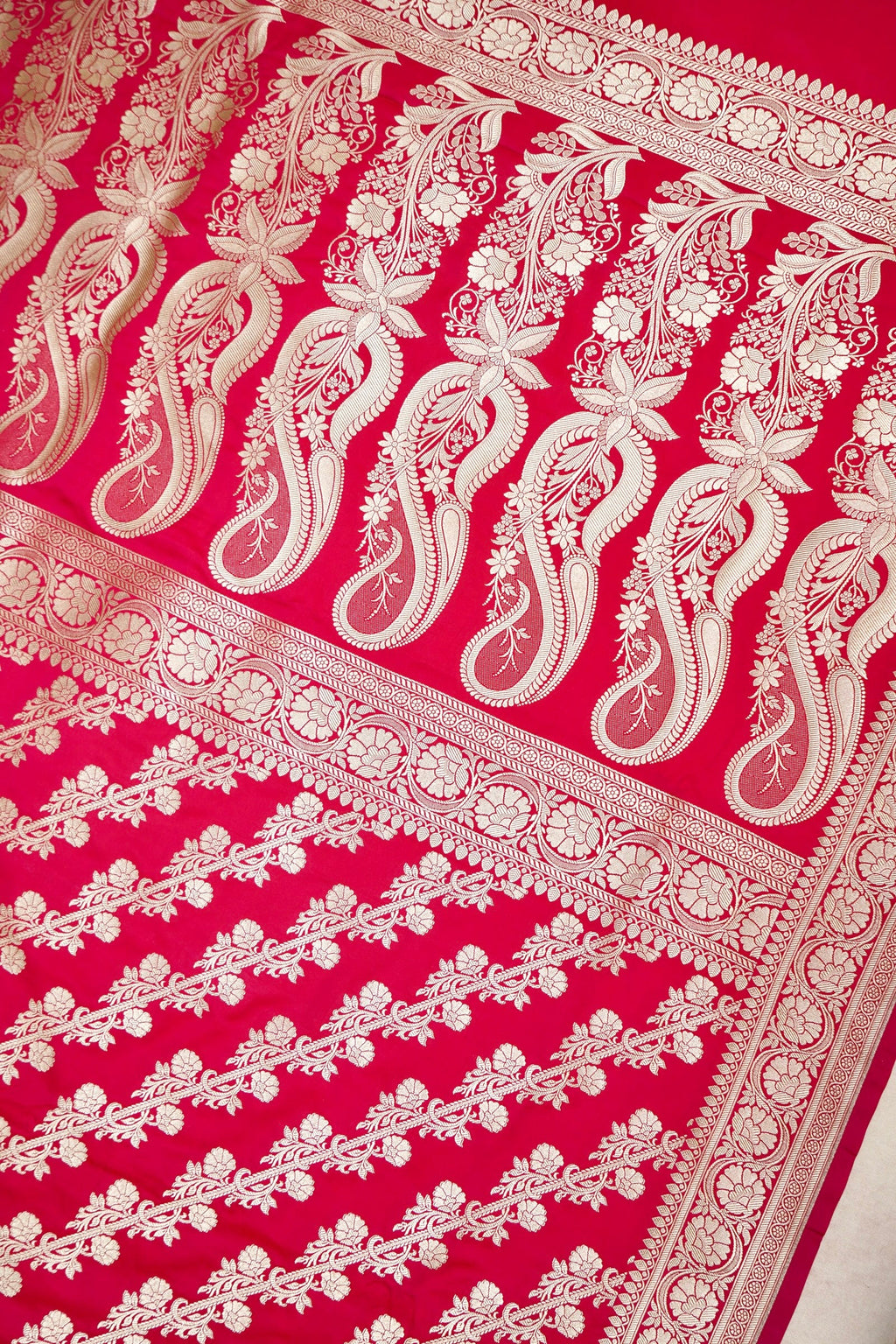 RANI RED BANARASI MASHRU KATAN SILK SAREE