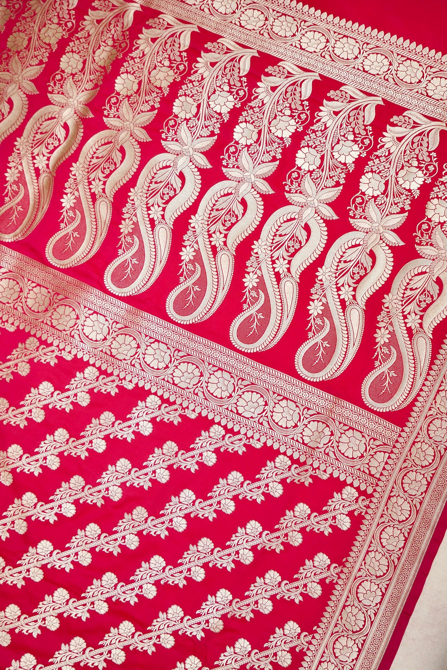 RANI RED BANARASI MASHRU KATAN SILK SAREE