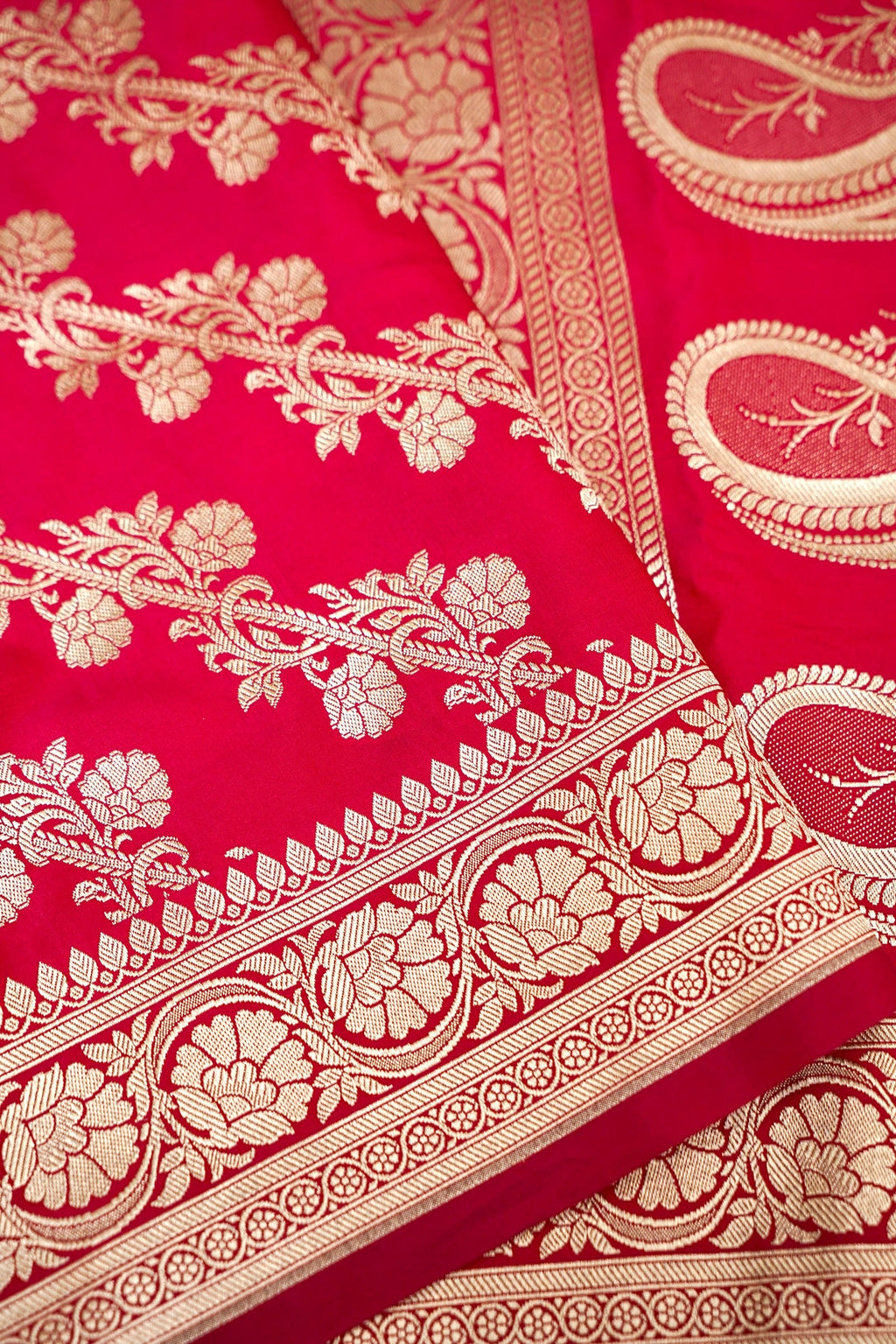 RANI RED BANARASI MASHRU KATAN SILK SAREE