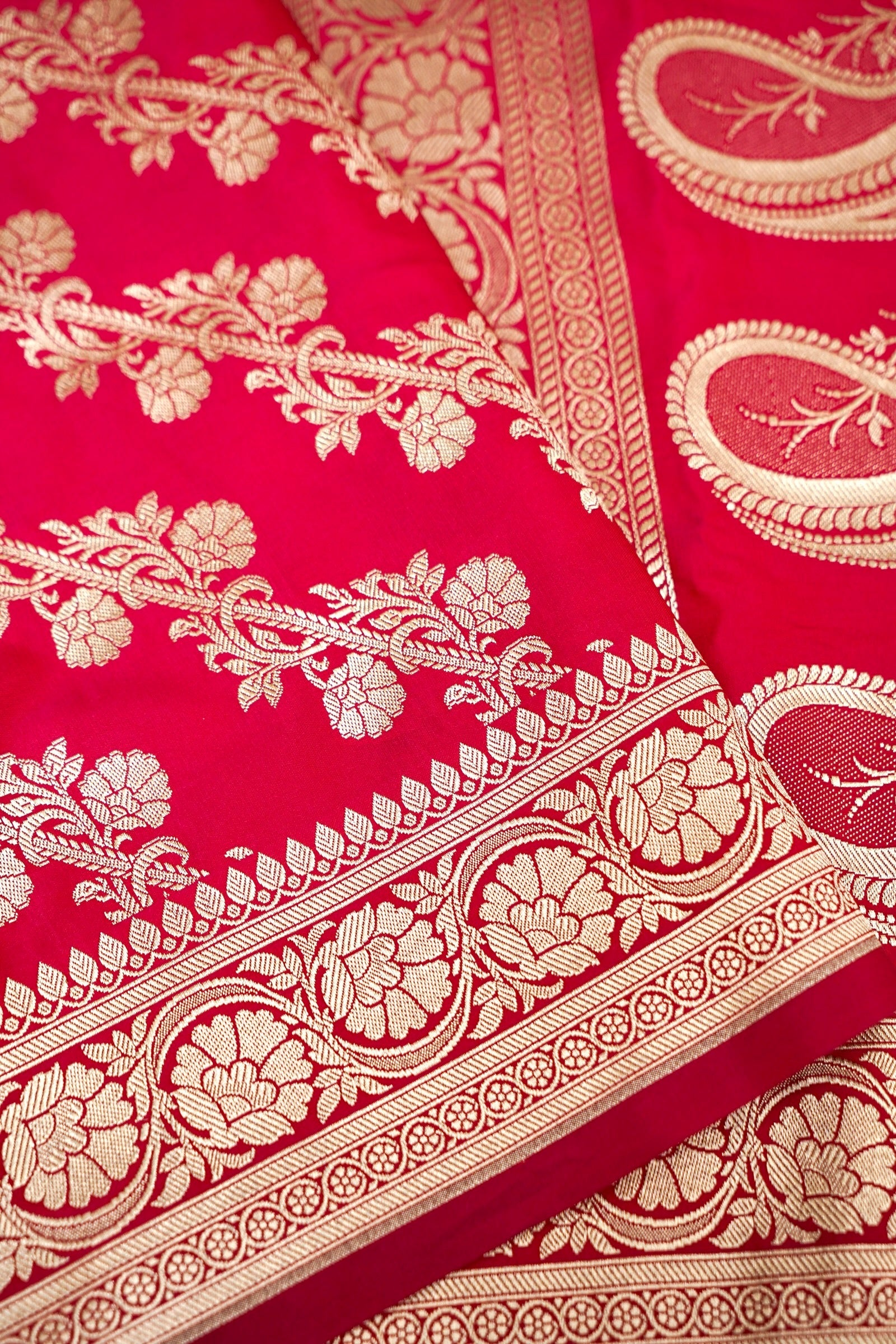 RANI RED BANARASI MASHRU KATAN SILK SAREE