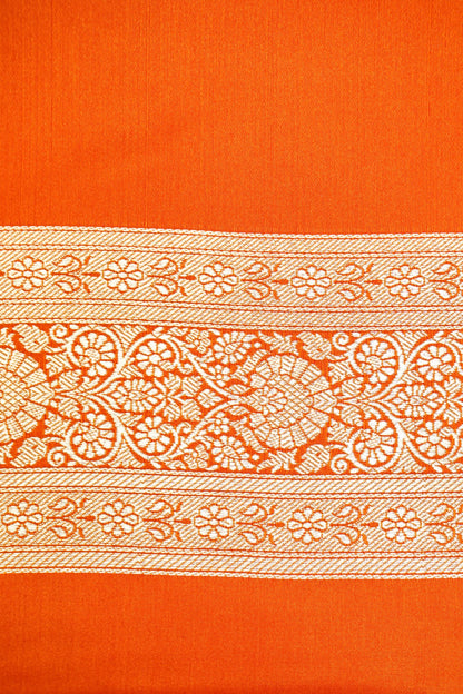 ROYAL KESAR ORANGE BANARASI MASHRU KATAN SILK SAREE