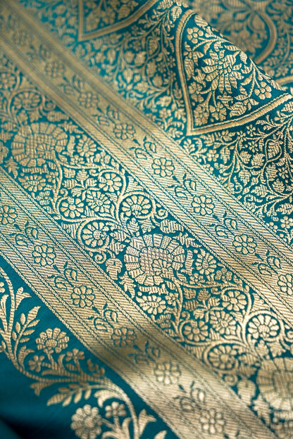 ROYAL TEAL GREEN BANARASI MASHRU KATAN SILK SAREE