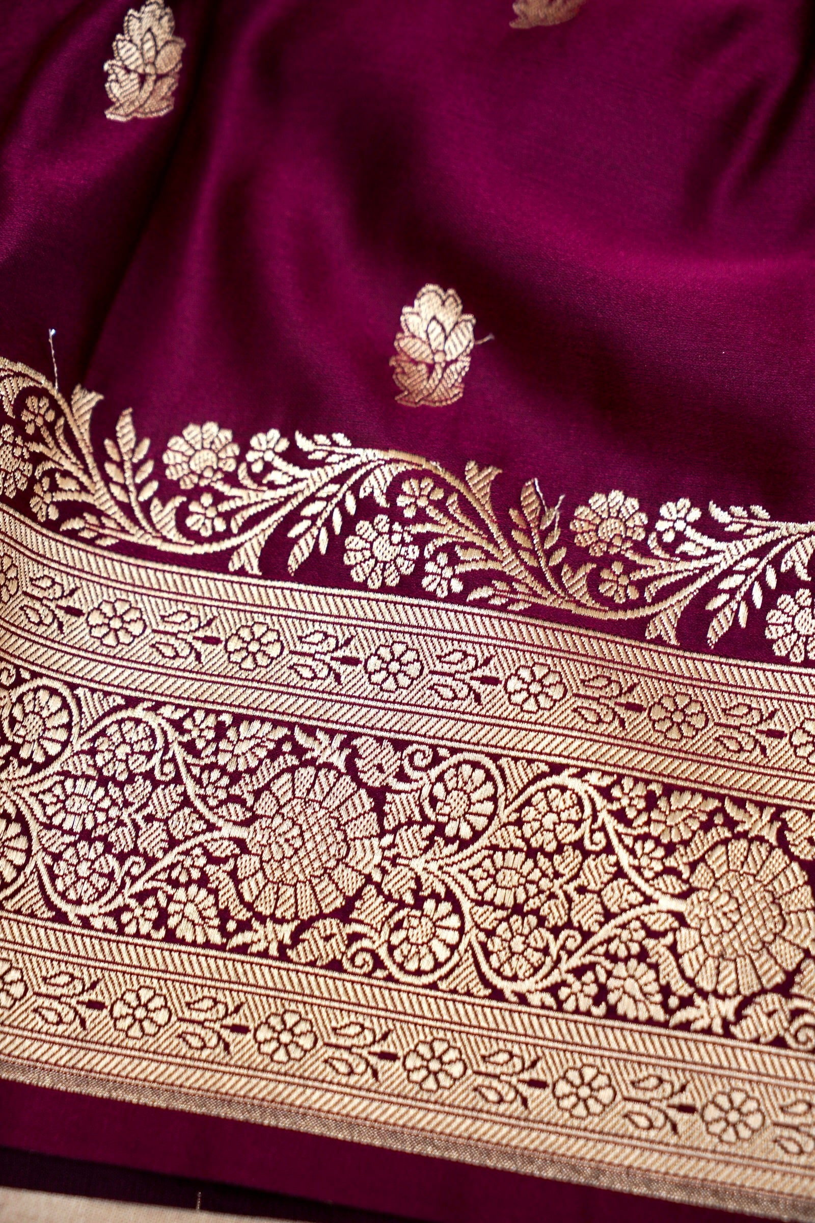 ROYAL WINE MAROON BANARASI MASHRU KATAN SILK SAREE
