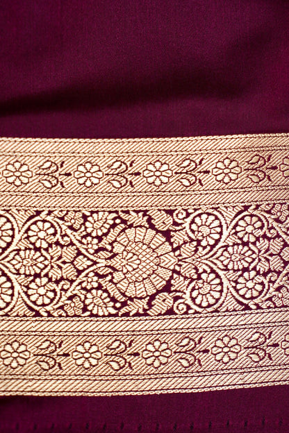 ROYAL WINE MAROON BANARASI MASHRU KATAN SILK SAREE