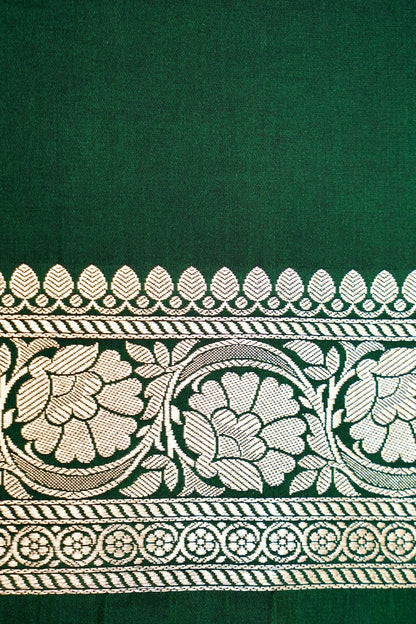 EMERALD GREEN BANARASI MASHRU KATAN SILK SAREE