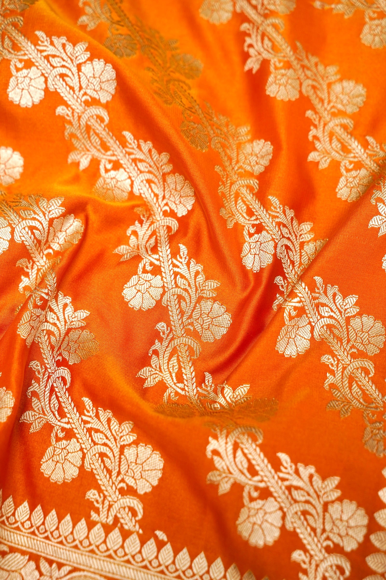 KESARI ORANGE BANARASI MASHRU KATAN SILK SAREE