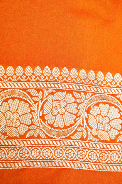 KESARI ORANGE BANARASI MASHRU KATAN SILK SAREE