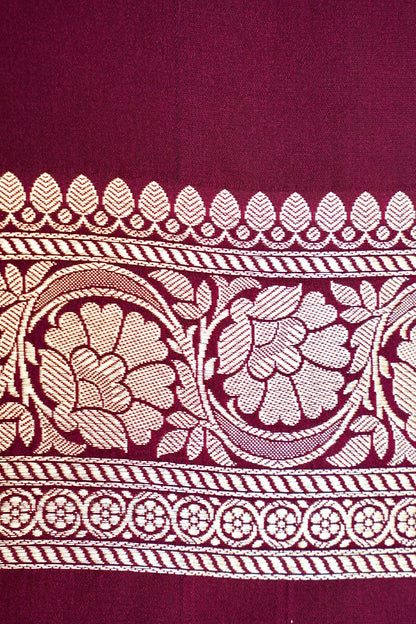 WINE MAROON BANARASI MASHRU KATAN SILK SAREE