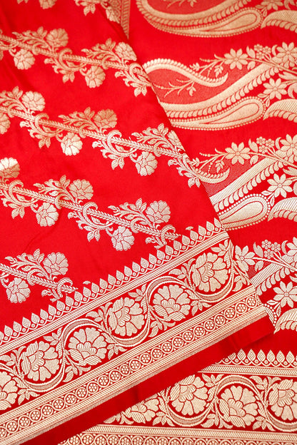 CLASSIC RED BANARASI MASHRU KATAN SILK SAREE