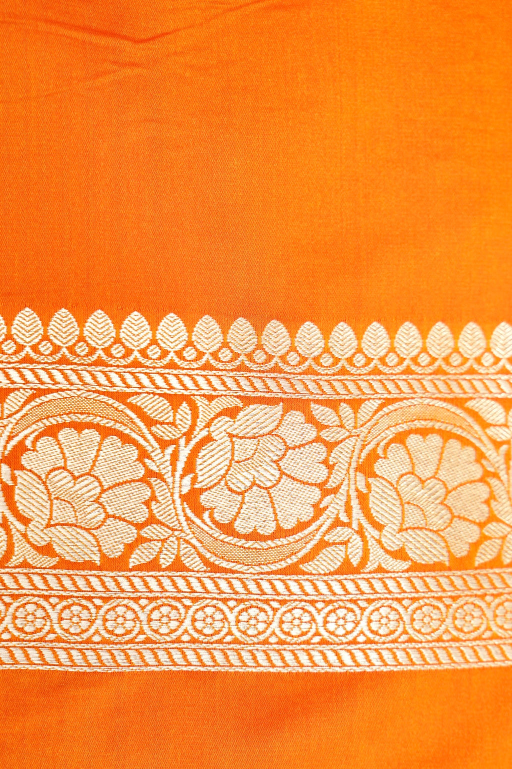 KESAR GOLDEN ORANGE BANARASI MASHRU KATAN SILK SAREE