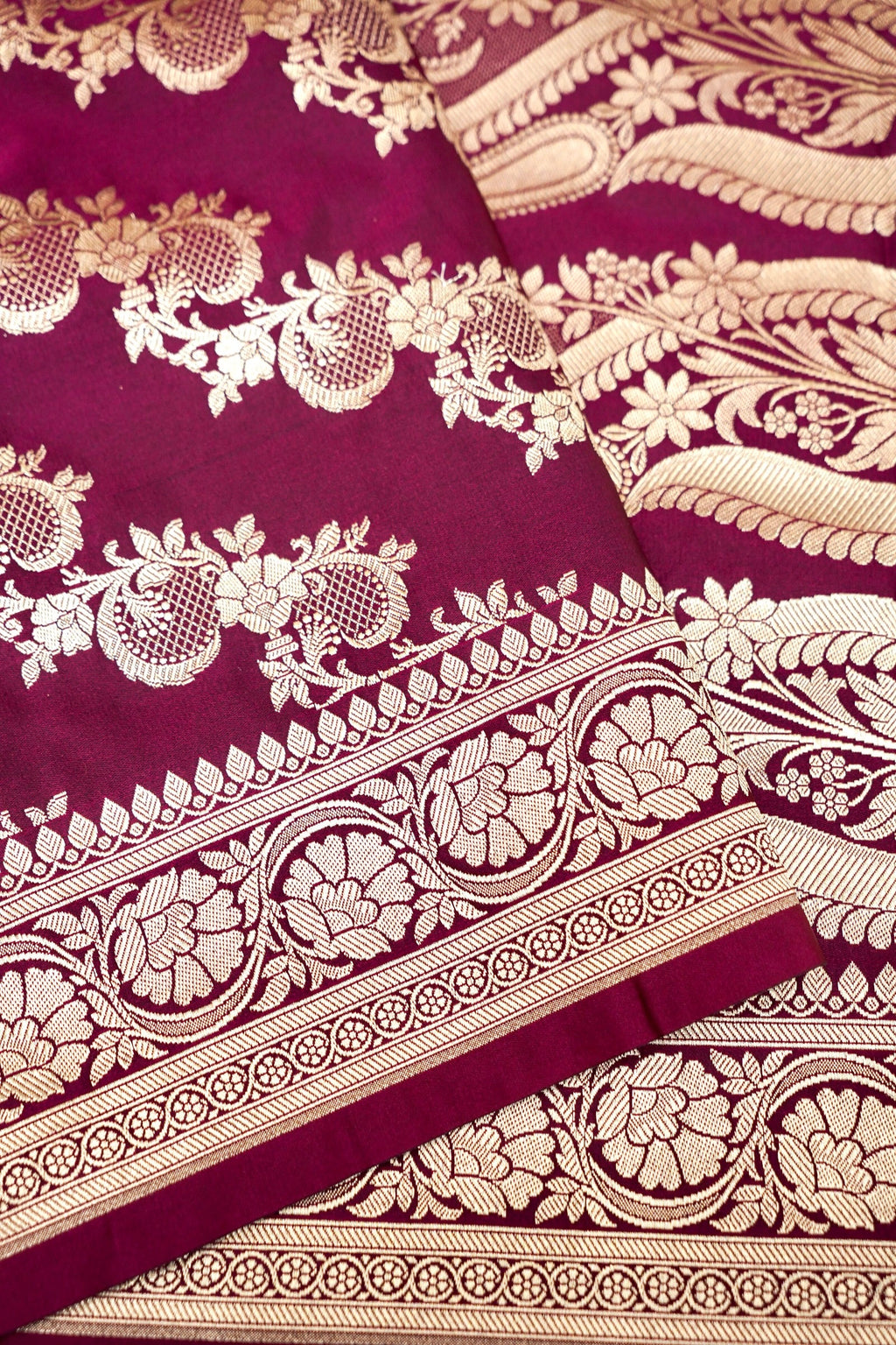 PLUM WINE BANARASI MASHRU KATAN SILK SAREE