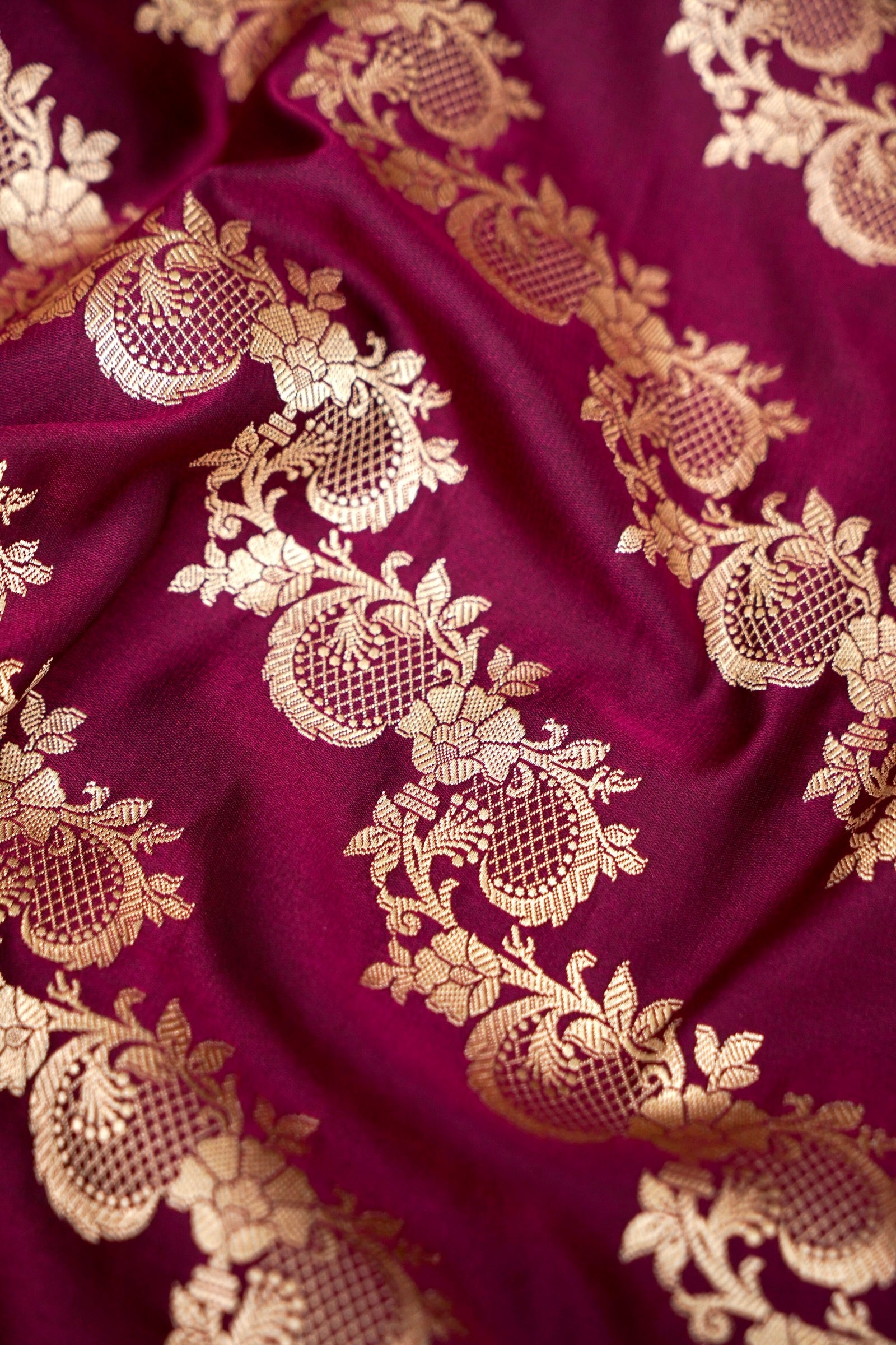 PLUM WINE BANARASI MASHRU KATAN SILK SAREE