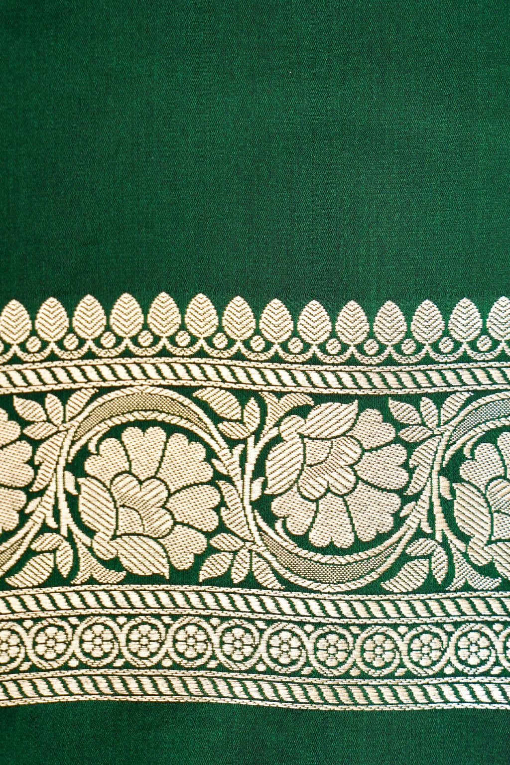 FOREST EMERALD GREEN BANARASI MASHRU KATAN SILK SAREE