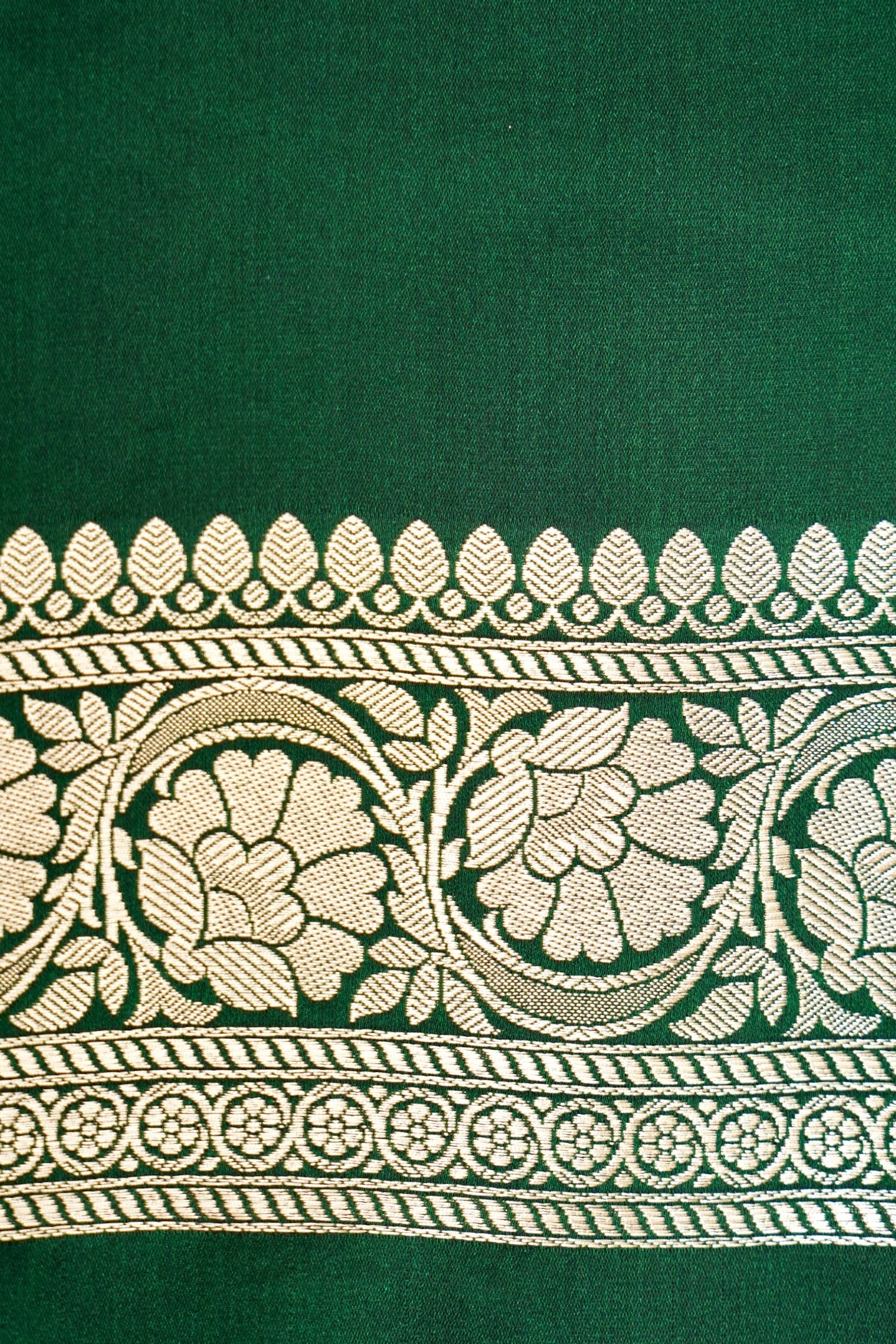 FOREST EMERALD GREEN BANARASI MASHRU KATAN SILK SAREE