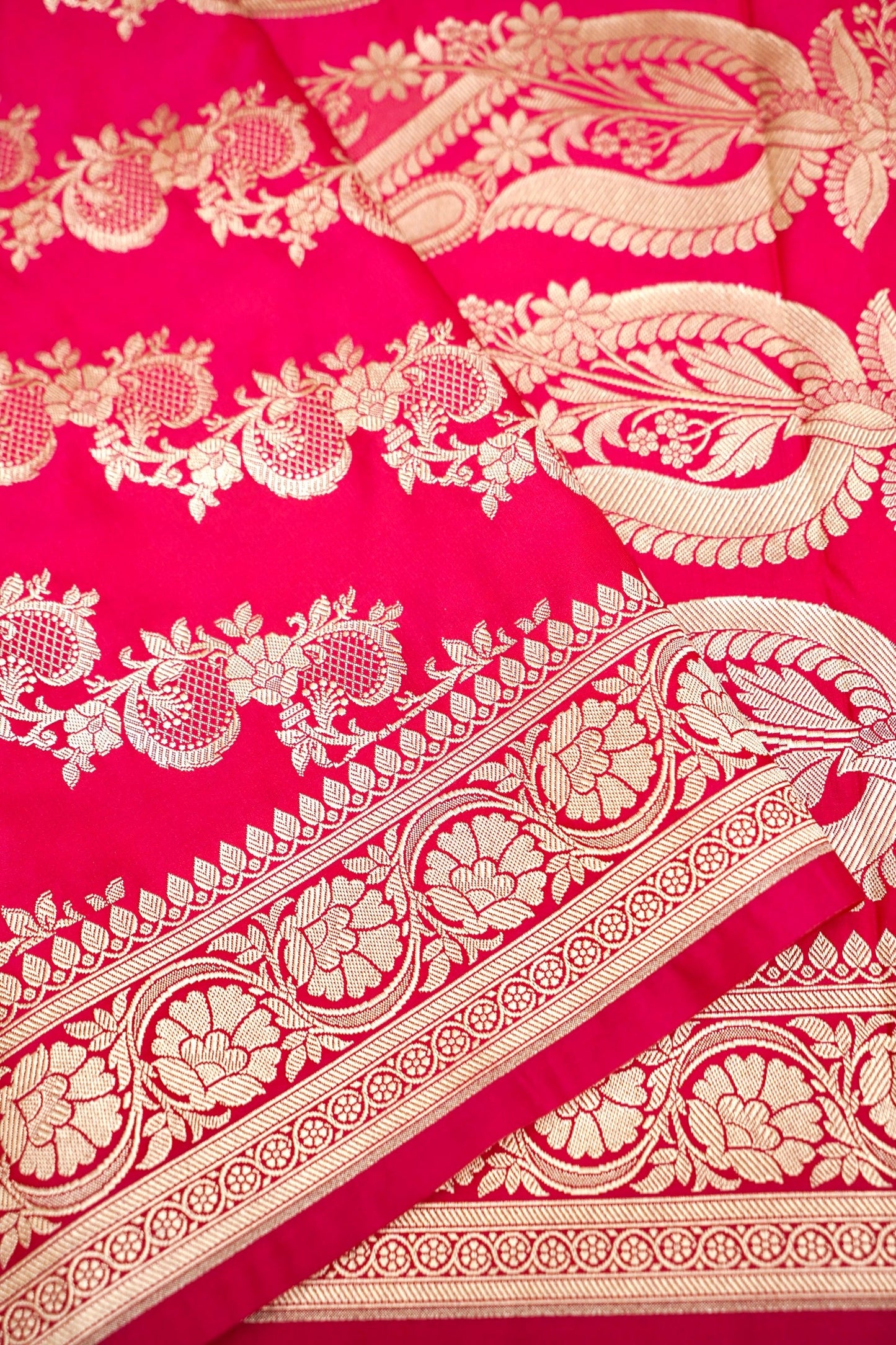 ROSE RED BANARASI MASHRU KATAN SILK SAREE