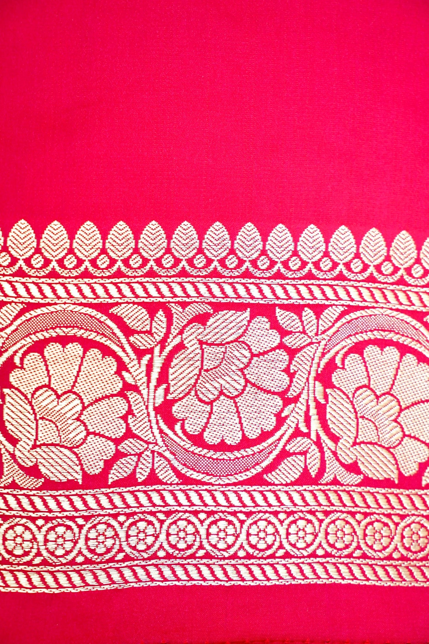 ROSE RED BANARASI MASHRU KATAN SILK SAREE