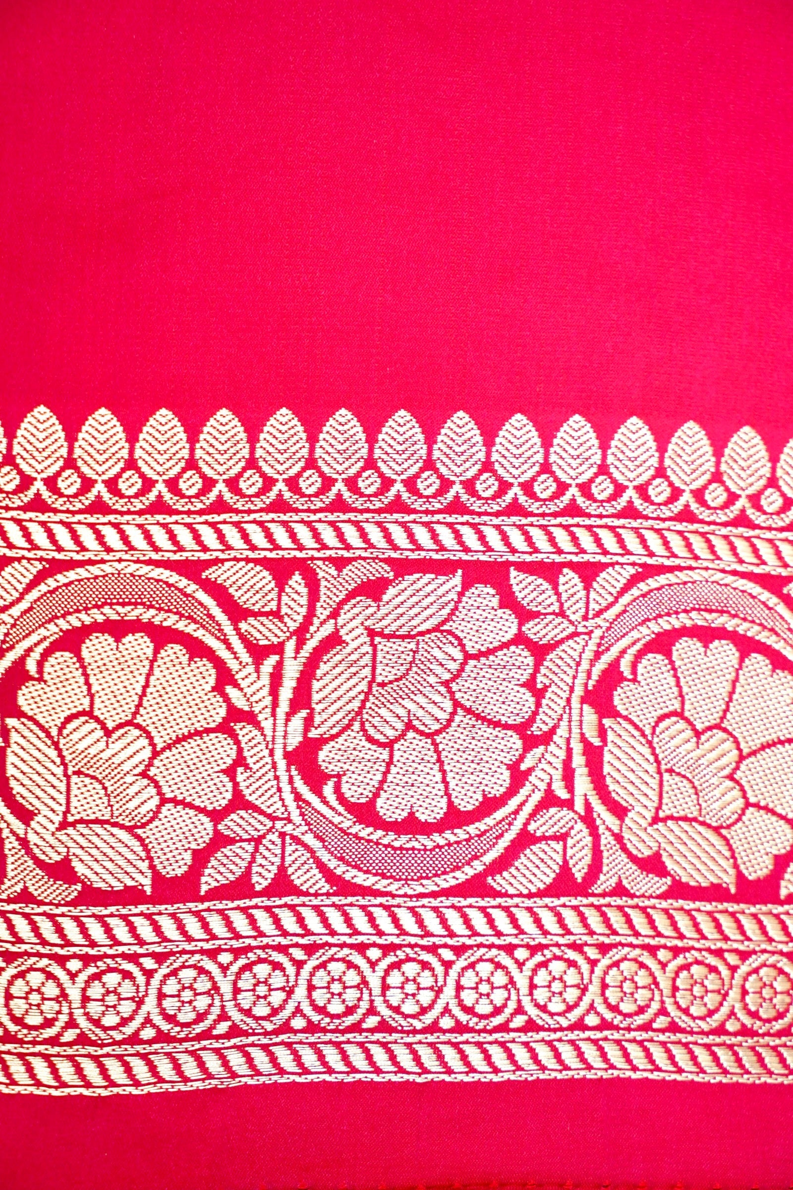 ROSE RED BANARASI MASHRU KATAN SILK SAREE