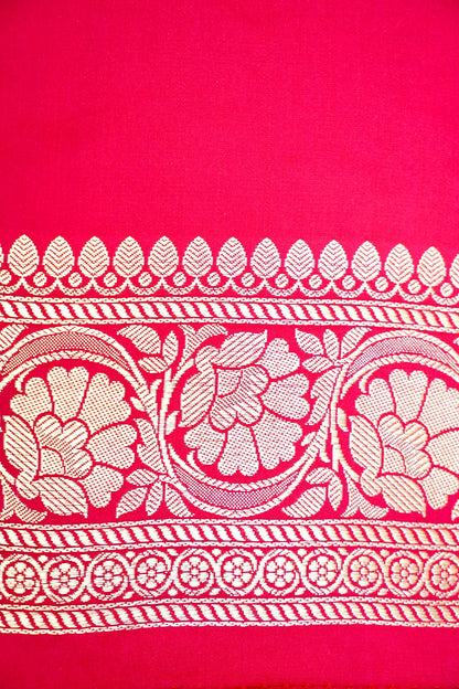 ROSE RED BANARASI MASHRU KATAN SILK SAREE