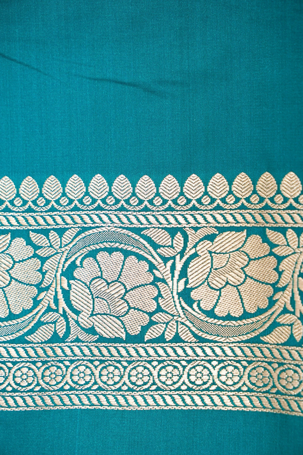 PEACOCK TEAL BANARASI MASHRU KATAN SILK SAREE
