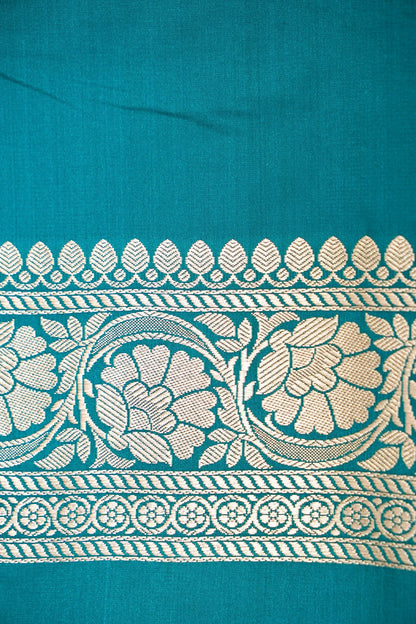 PEACOCK TEAL BANARASI MASHRU KATAN SILK SAREE