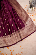 ROYAL WINE MAROON BANARASI MASHRU KATAN SILK SAREE