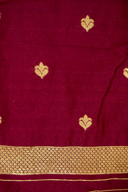 Wine Banarasi Silk Saree with Allover Stripe Weave