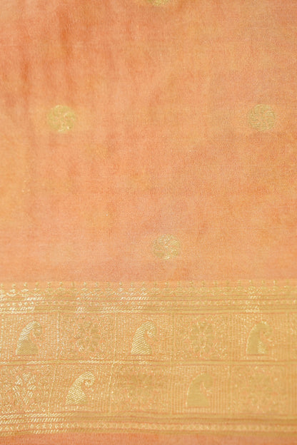 Orange Banarasi Silk Saree with Animal Motif Weaves