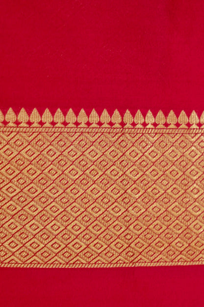 Rani Pink Banarasi Silk Saree with Golden Zari Check Weave