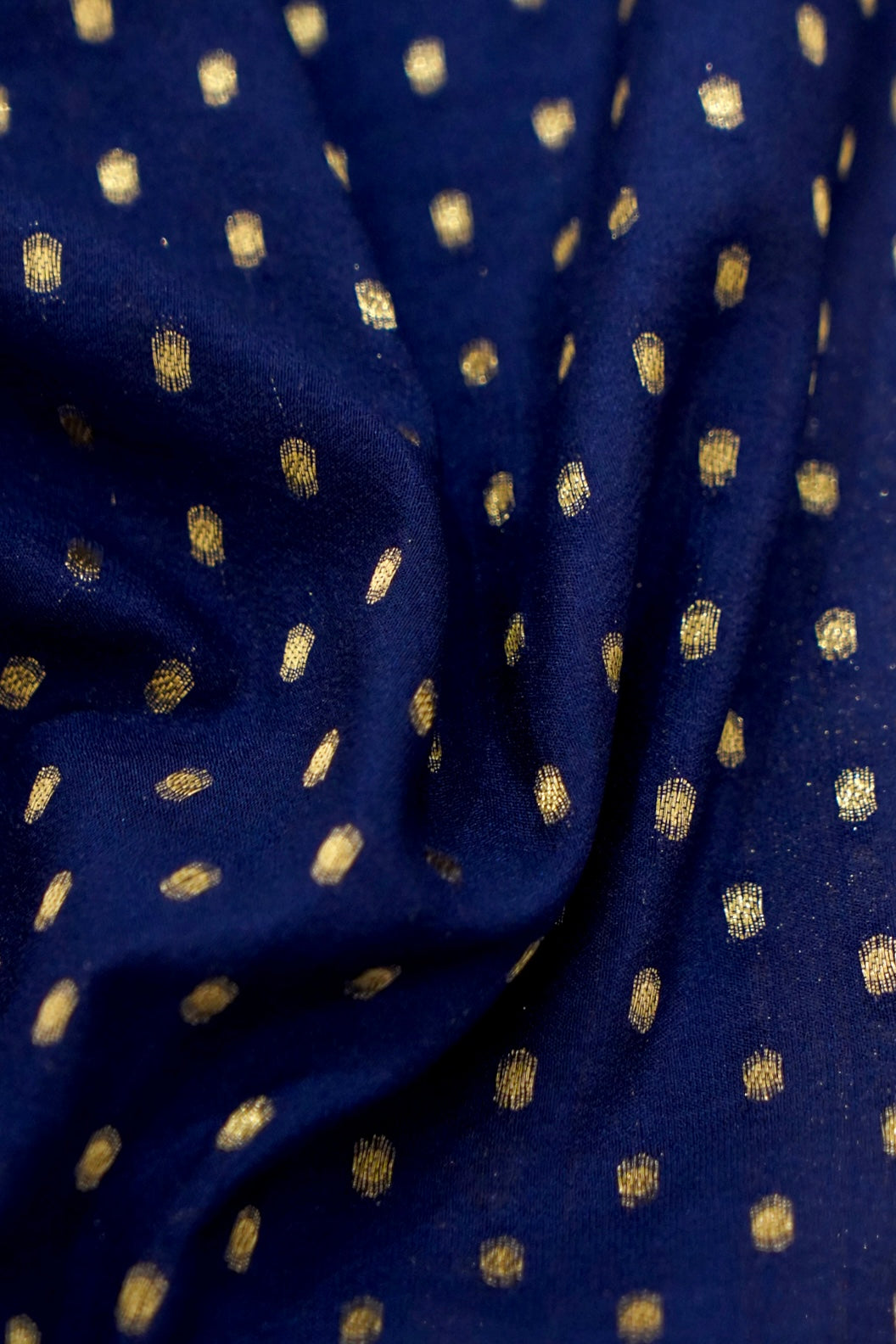 Royal Blue Banarasi Silk Saree with Gold Zari Buti Weave & Lavender Blue Border