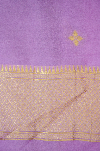 Magenta Banarasi Silk Saree with Gold Zari Buti Weave & Lavender Border