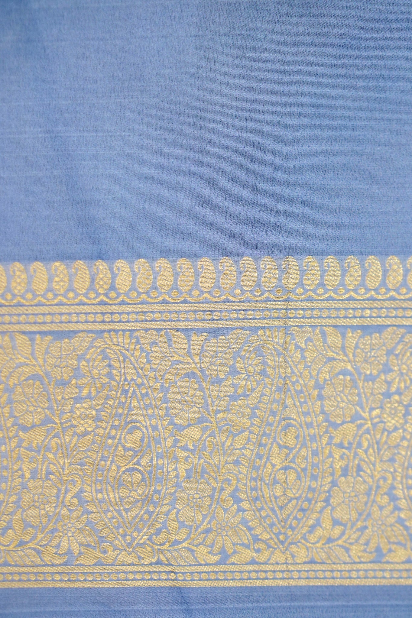 Royal Blue Banarasi Silk Saree with Gold Zari Buti Weave & Silver Zari Border