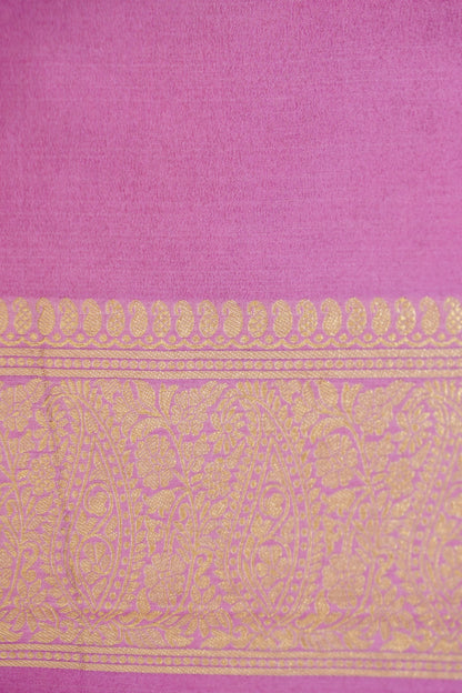 Red Banarasi Silk Saree with Gold Zari Buti Weave & Baby Pink Border