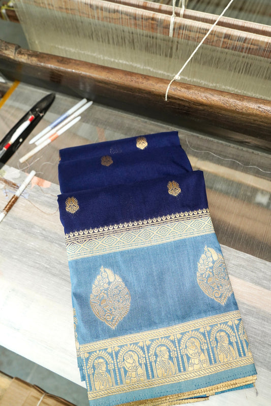 Royal Blue Banarasi Silk Saree with Allover Buti Work